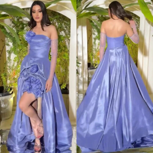 Abito da ballo drappeggiato fiori San Valentino senza spalline su misura occasione abiti lunghi