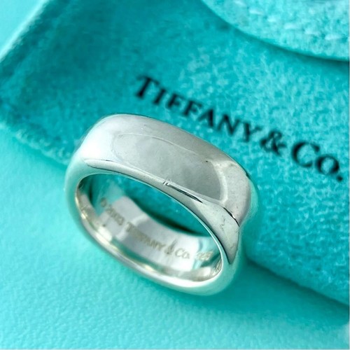 Authentic Tiffany & Co. Square Cushion Ring Silver 925 "7.25 QH3fe