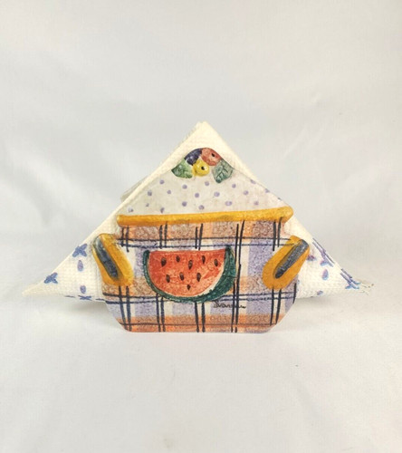 Italica Ars Pottery Italy Hand Painted Napkin Holder