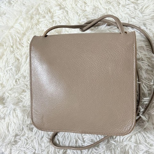 IL Bisonte Crossbody Shoulder Bag Greige Cowhide Leather Women Authentic