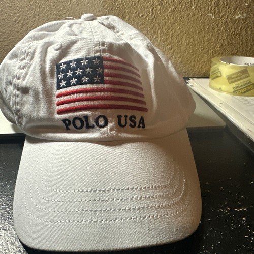 Polo Ralph Lauren Men's White Embroidered POLO USA Cotton Twill Baseball Hat