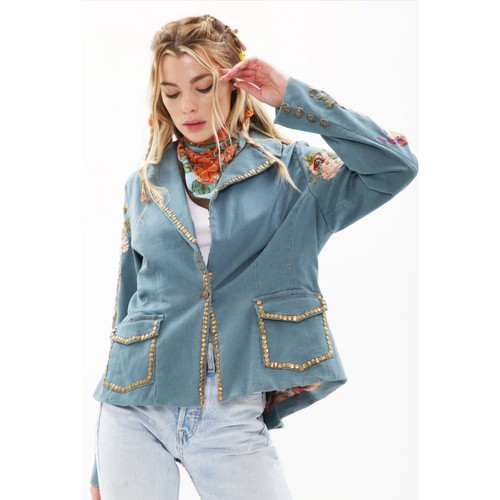 Aratta Size Large Time to Shine Denim Wash Blazer
