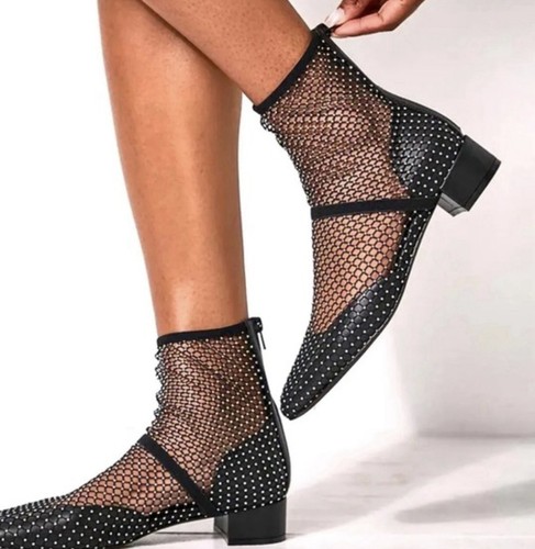 Free People Jeffrey Campbell Magic Hour tacco a rete Mary Jane balletto nero taglia 7 5