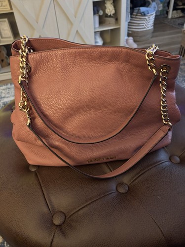 Borsa a mano Michael Kors rosa catene oro