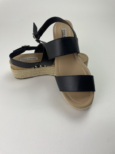 Steve Madden Jonas sandali donna neri con zeppa e cinturino alla caviglia taglia 9 5