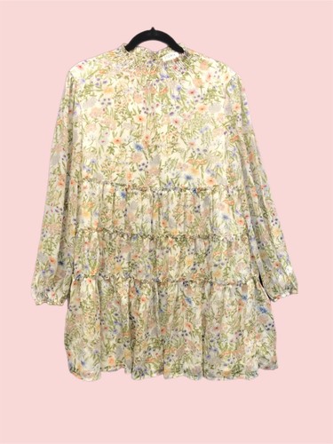 VETEMENTS Abito Storia a strati con volant mini floreale a tubino manica lunga Cottagecore taglia S