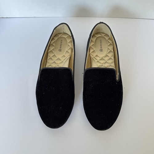 BRANDBLACK BIRDIES "The Heron" mocassino donna nero velluto scarpe basse slip on taglia 7 5