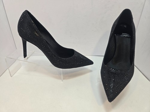 Jeffrey Campbell scarpe décolleté stiletto nere con perline a punta US 8 5 M