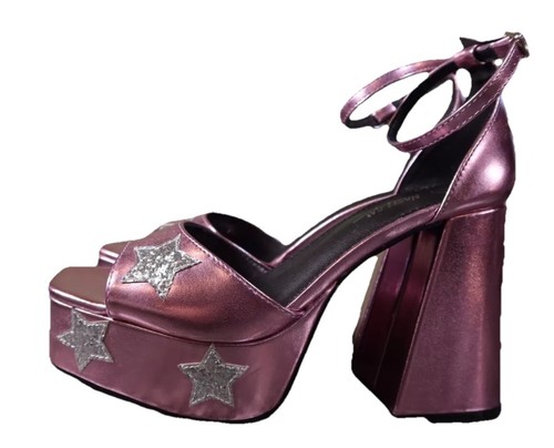 NASTY GAL SHOES Nasty Gal Pink Metallic Platform Heel Women’s 9 Going Out Shoes Coachella
