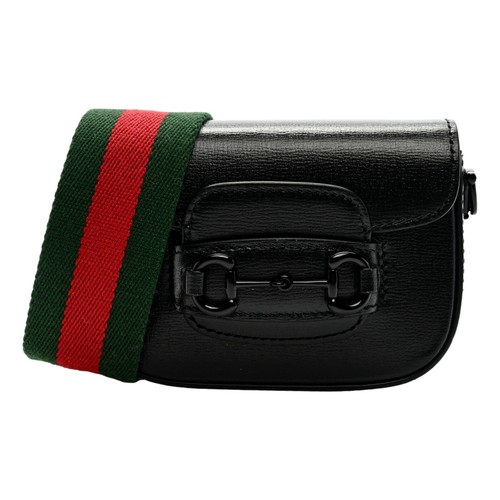 Gucci Azalea Vitello Web Monocromatico Horsebit 1955 Mini Borsa a Mano Nera Nuova con etichette