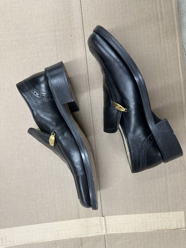 Gianni Versace Black Leather G Loafers Made In Italy Size 41EU Vero Cucio Vtg