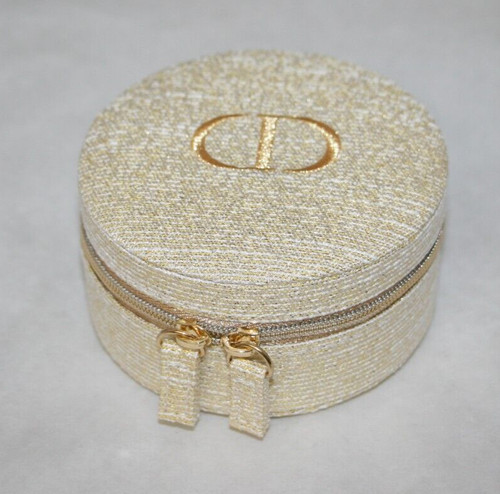 DIOR JEWELRY Christian DIOR 2024 G Glitter Designer Travel Jewelry Round Case Pouch NEW