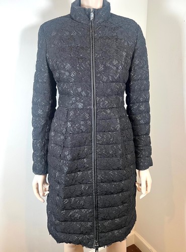 CAPPOTTO MOLTO CHIC VALENTINO SUB ZERO COUTURE NERO IN PIZZO E PIUMINO TAGLIA 6