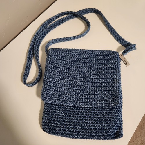 The Sak Purse Crossbody Shoulder Bag Blue Crochet Boho Y2k