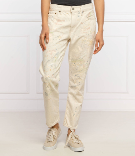 Polo Ralph Lauren Women's Natural Paint Splatter Avery Boyfriend Jeans Sz 30