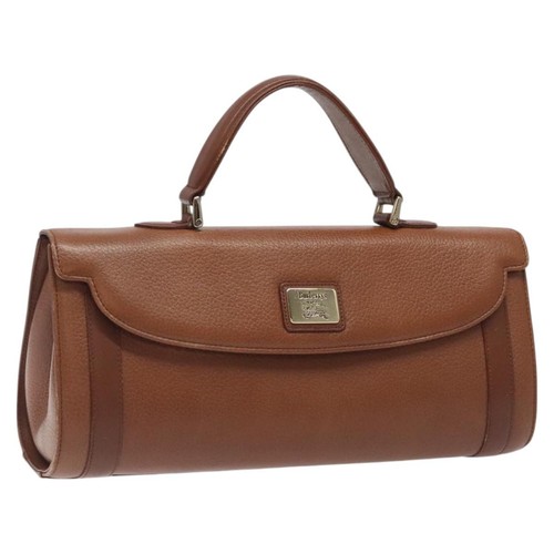 Burberrys Hand Bag Leather Brown G Auth BA1617