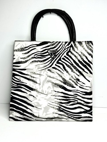 Borsa a mano vintage GUESS Zebra forma quadrata 11"X11" LEGGI
