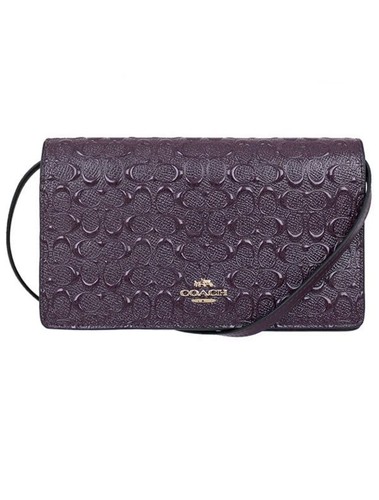Coach F15620 Signature Debossed Patent Leather Foldo Clutch Crossbody