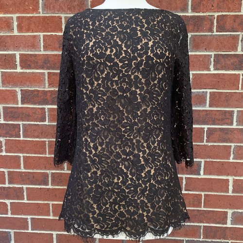 Blusa Michael Kors Collezione Cotone Cordato Pizzo Italiano Designer Nero 10