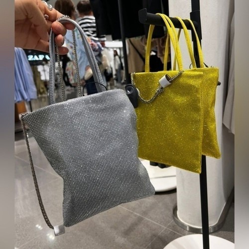 ZARA mini borsa borsa borsa strass argento 6345 110