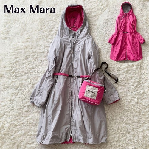 【Max Mara】[Max Mara] 2 way nylon coat with storage bag in gray and pink