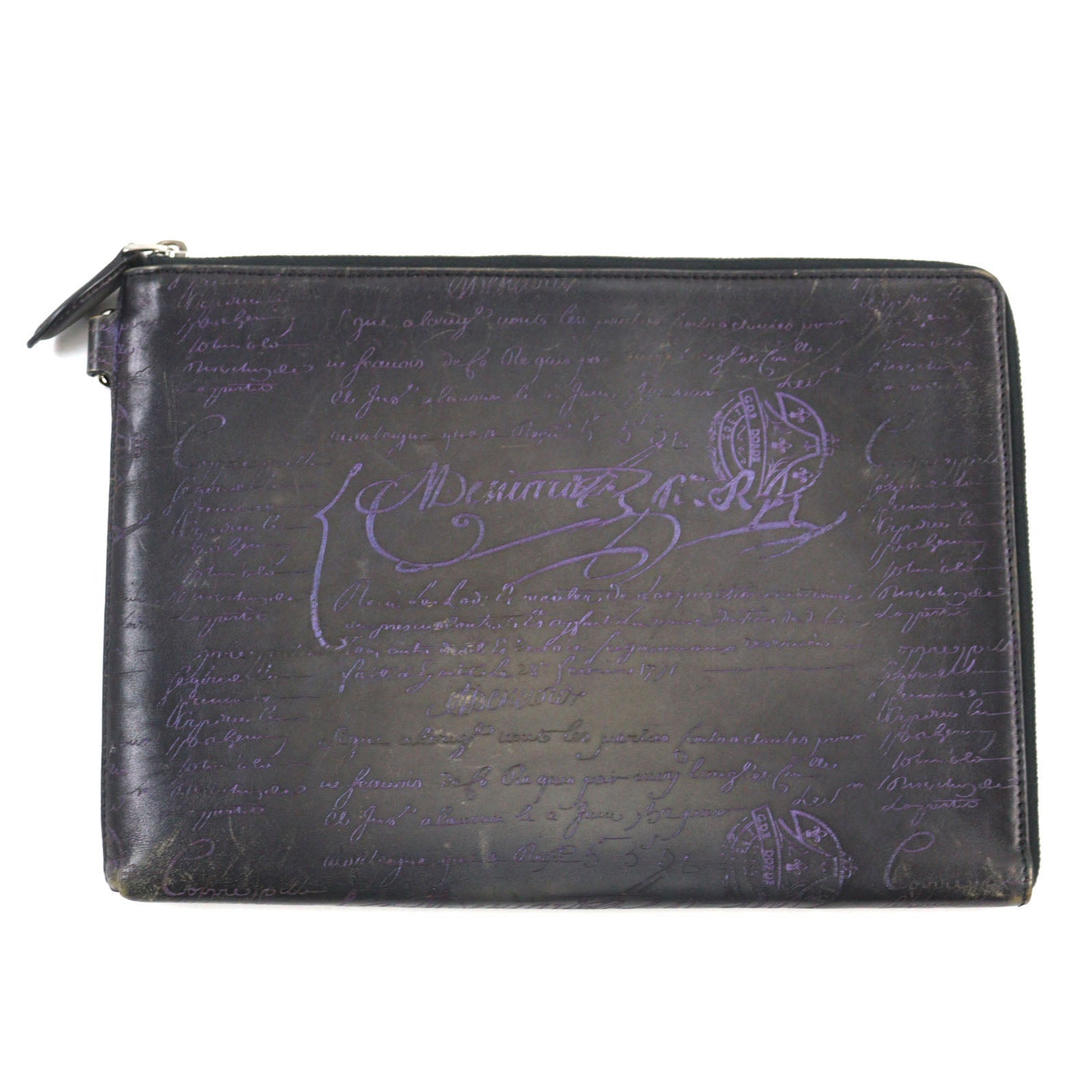 Berluti Clutch bag Main: Scritto leather Gray Purple type Nino GM mens Used Authentic