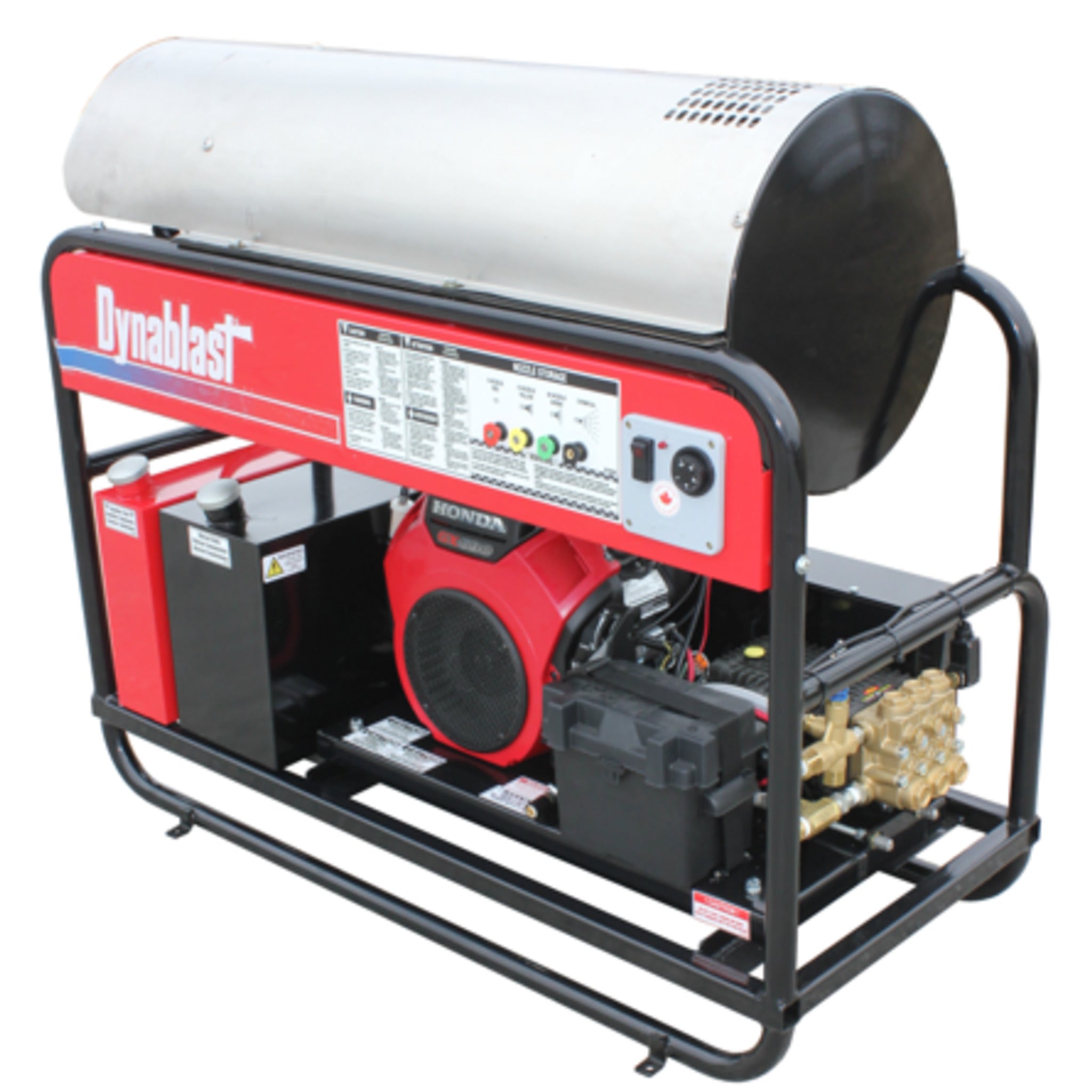 DYNABLAST Hot Water Industrial Honda Gas Engine Skid Mount Pressure Washer, 3500 5000 PSI, 5.0 7.8 GPM, V Twin, Stainless Steel Build, Assembled in Canada