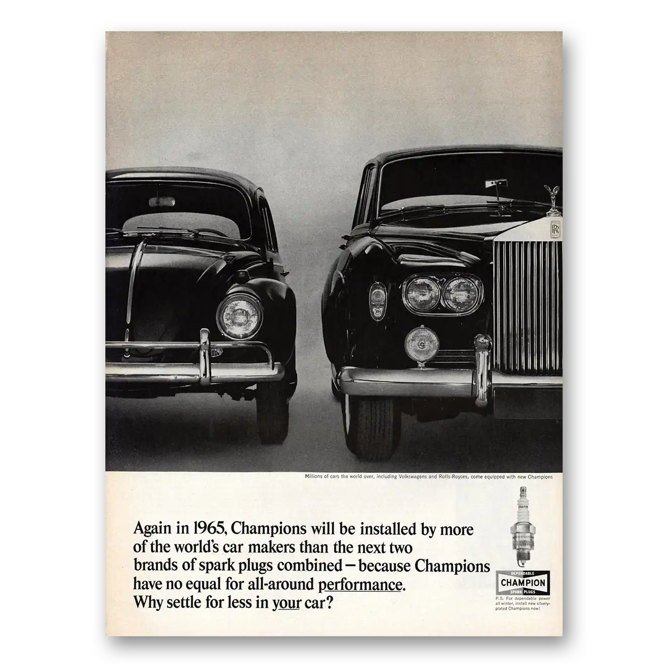 RELICPAPER 1964 Champion Spark Plugs Print Ad   Rolls Royce
