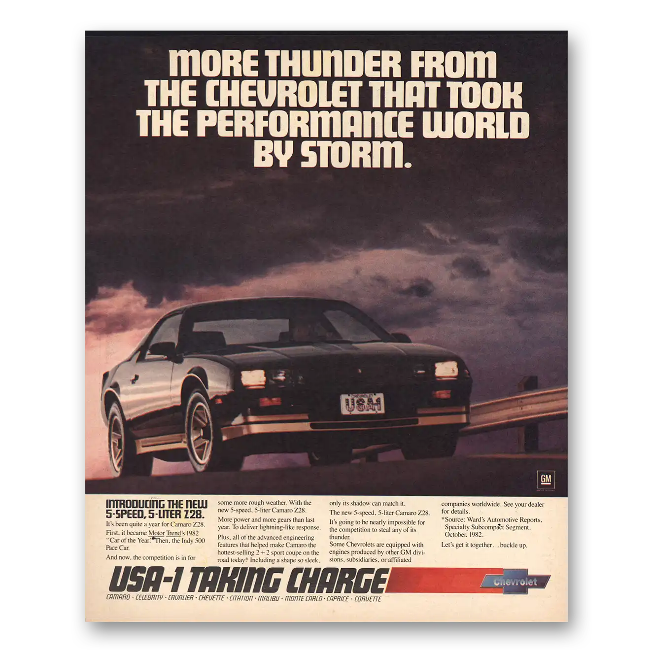 RELICPAPER 1983 Chevrolet Camaro Print Ad   More Thunder