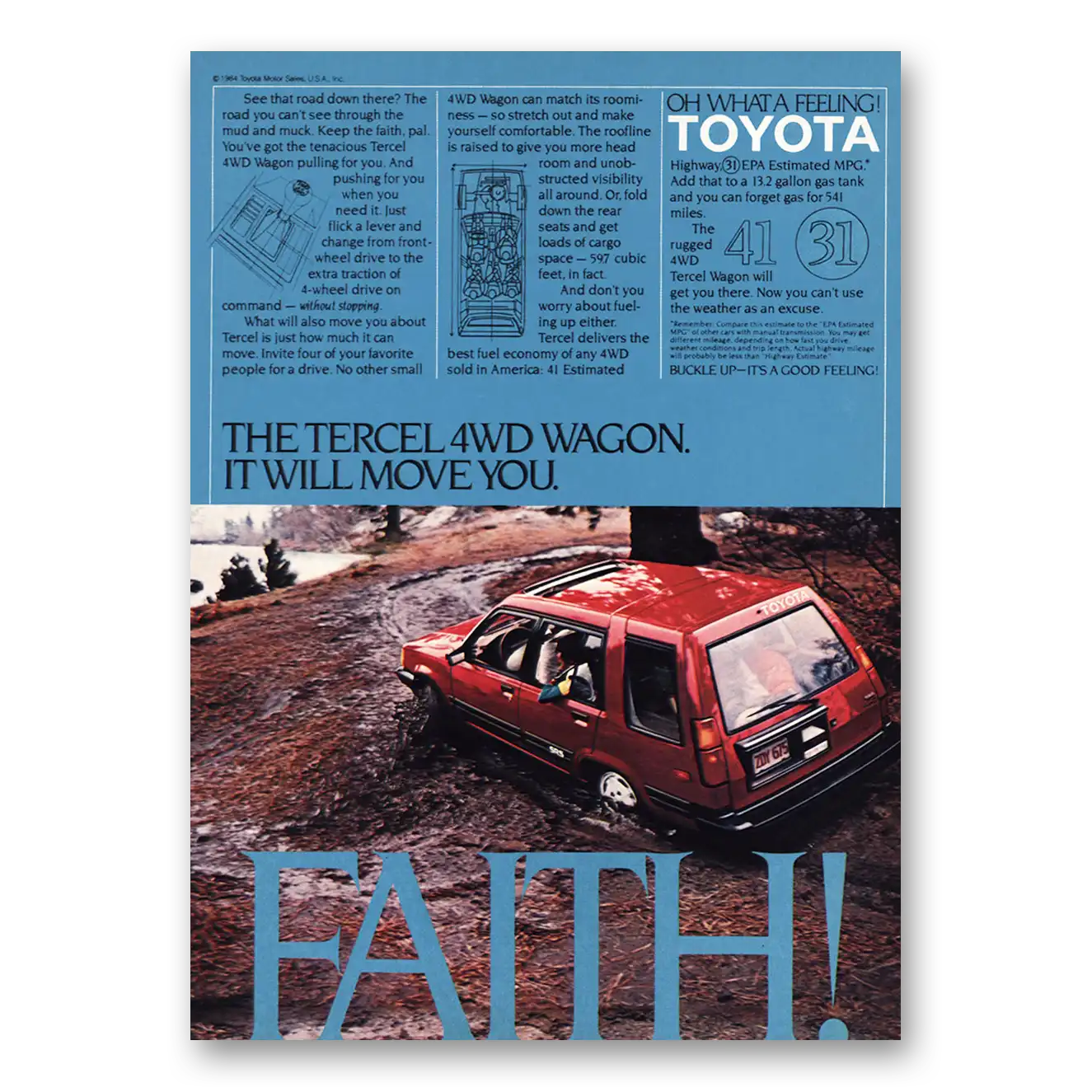 RELICPAPER 1985 Toyota Tercel Print Ad   Faith
