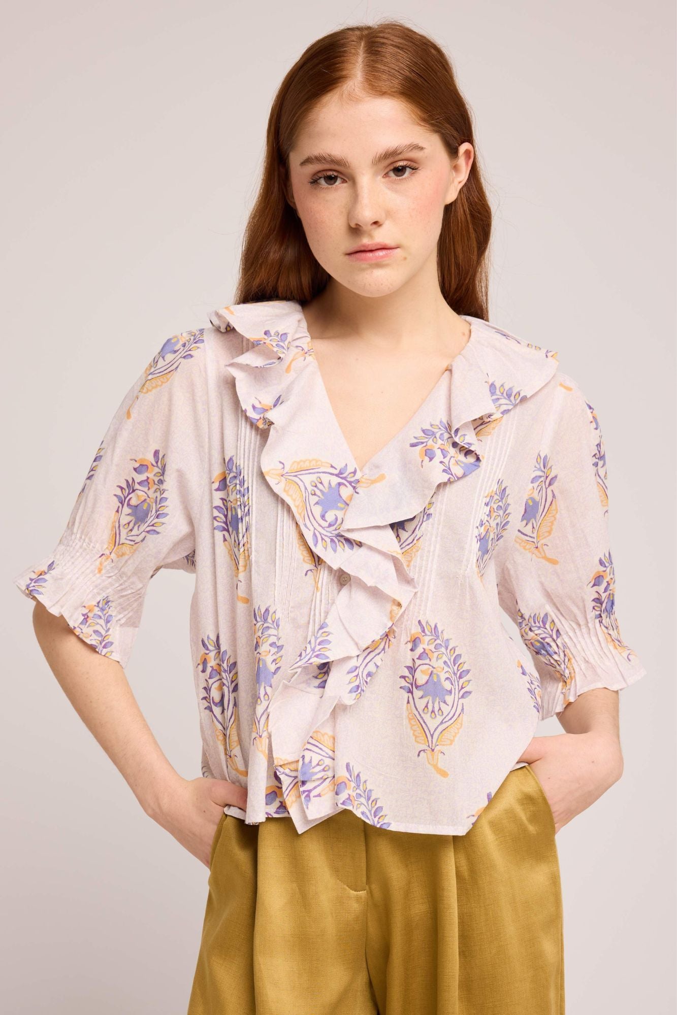 LOUIZON Pepina Ruffle Blouse