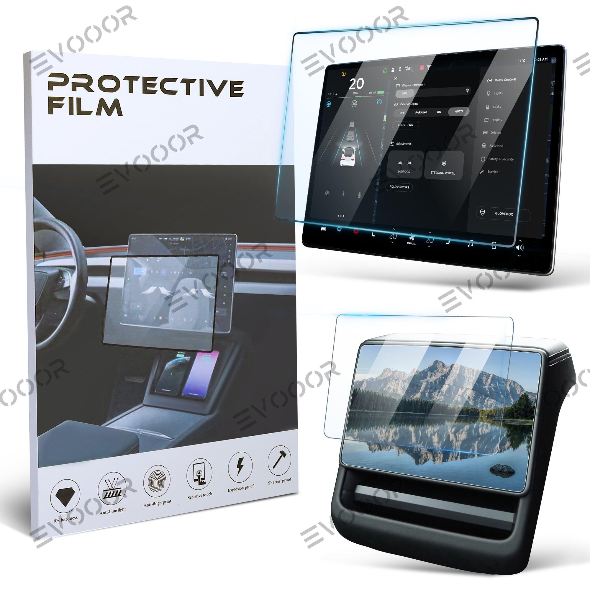 EVOOOR 2024 Model 3 Highland Tempered Glass(9H) Screen Protector For Tesla Dashboard Screen & Second Row Seat Screen Set (2PCS)