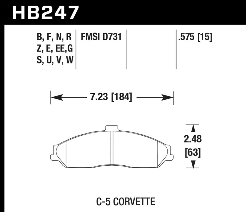 HAWK PERFORMANCE Hawk 97 06 Corvette (incl C5 Z06) Performance Ceramic Street Front Brake Pads