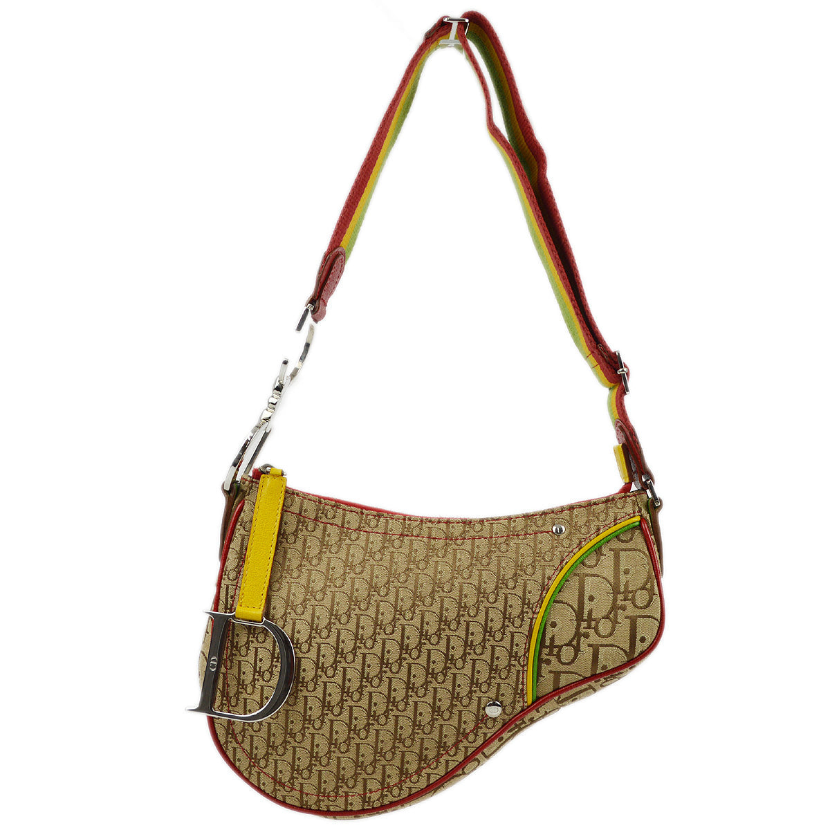 AMORE VINTAGE TOKYO Christian Dior 2004 Rasta Color Trotter Saddle Shoulder Bag