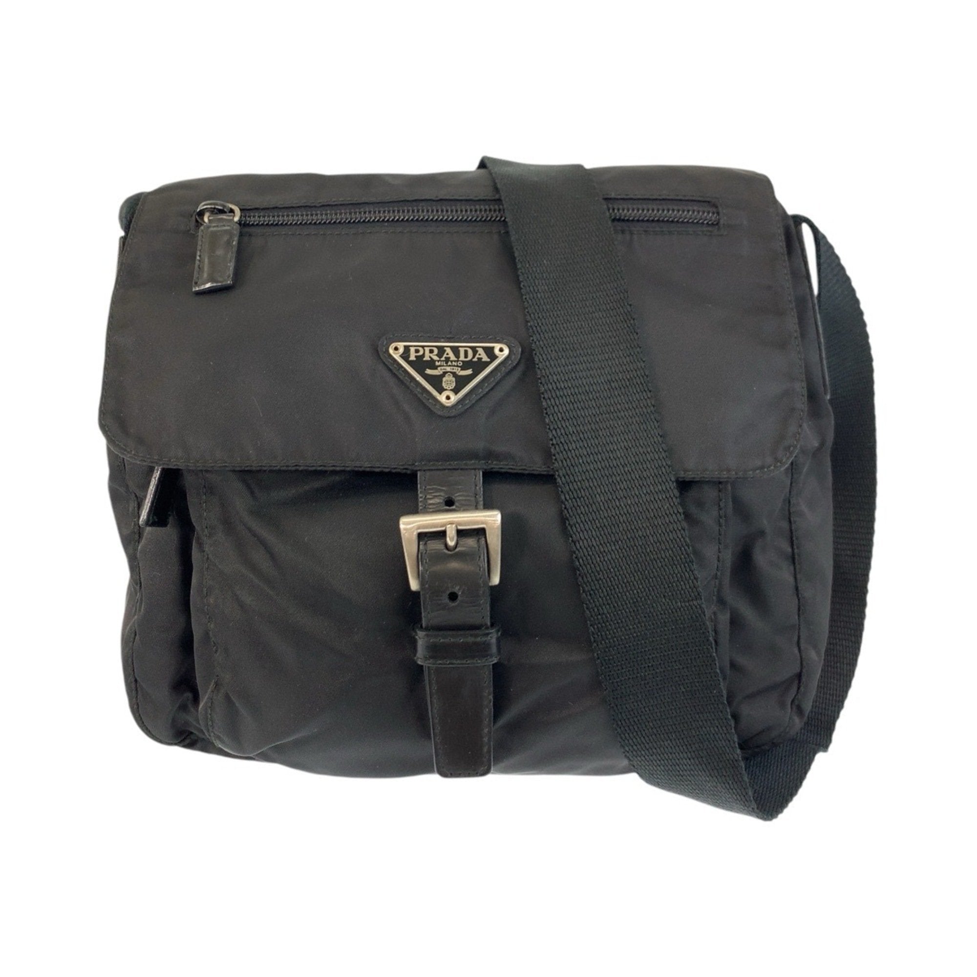 2275 Prada Nylon Leather Pochette Shoulder Bag (Pre Owned)