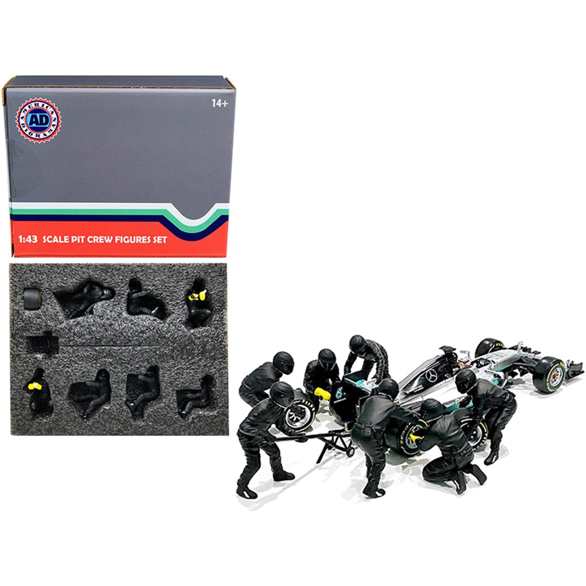 2297 American Diorama  2.75 x 4 in. 1 43 Scale Formula One F1 Pit Crew 7 Figurine Set Team for Model Car  Black