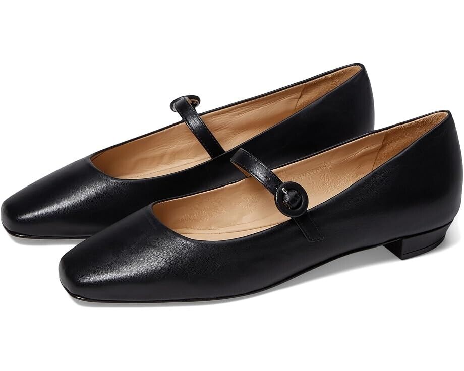 2718 Bernardo Gabriela Flats Women's US 9.5 Black Leather Square Toe Mary Jane KHD046