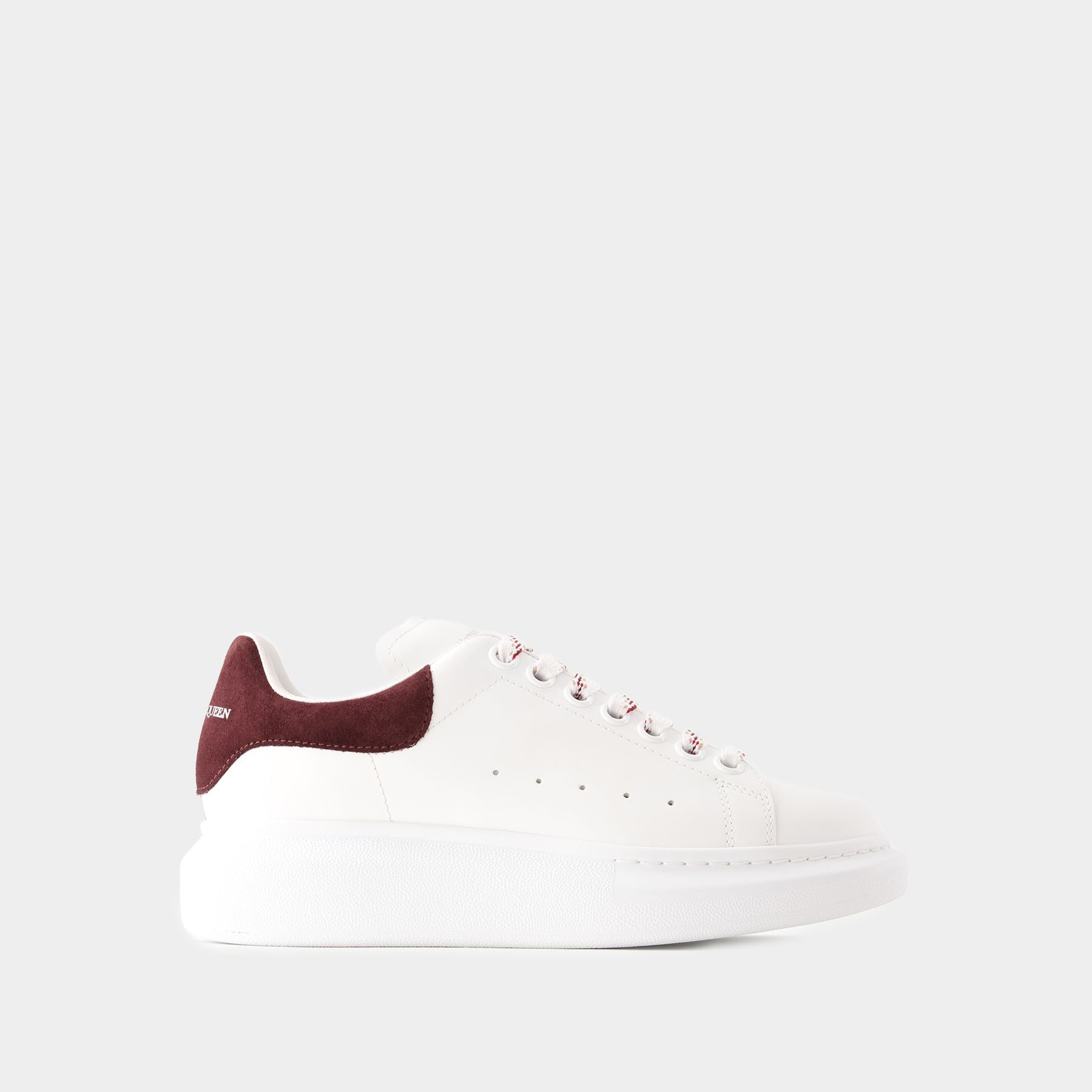 Oversized Sneakers   Alexander Mcqueen   Leather   White Burgundy