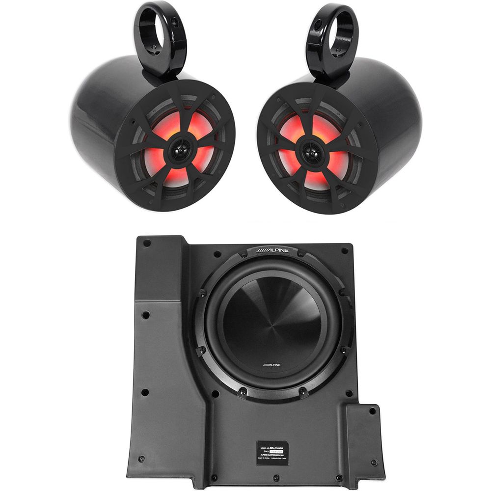 Alpine 10" Subwoofer+LED Tower Speakers For 2011 2018 Jeep Wrangler JK 4 Door