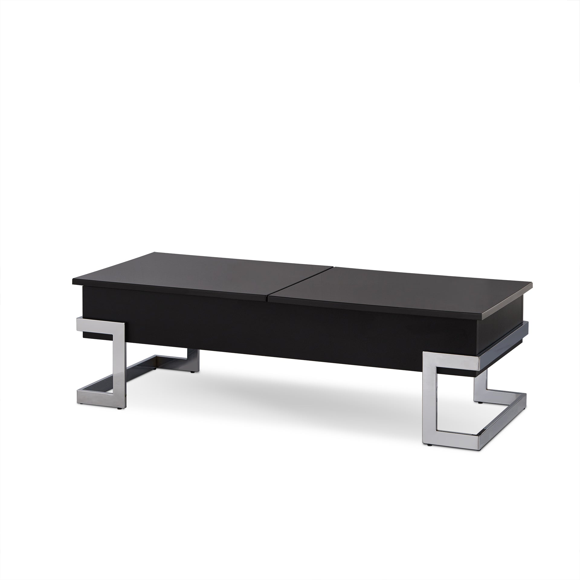2736 47" Black And Silver Iron Lift Top Coffee Table