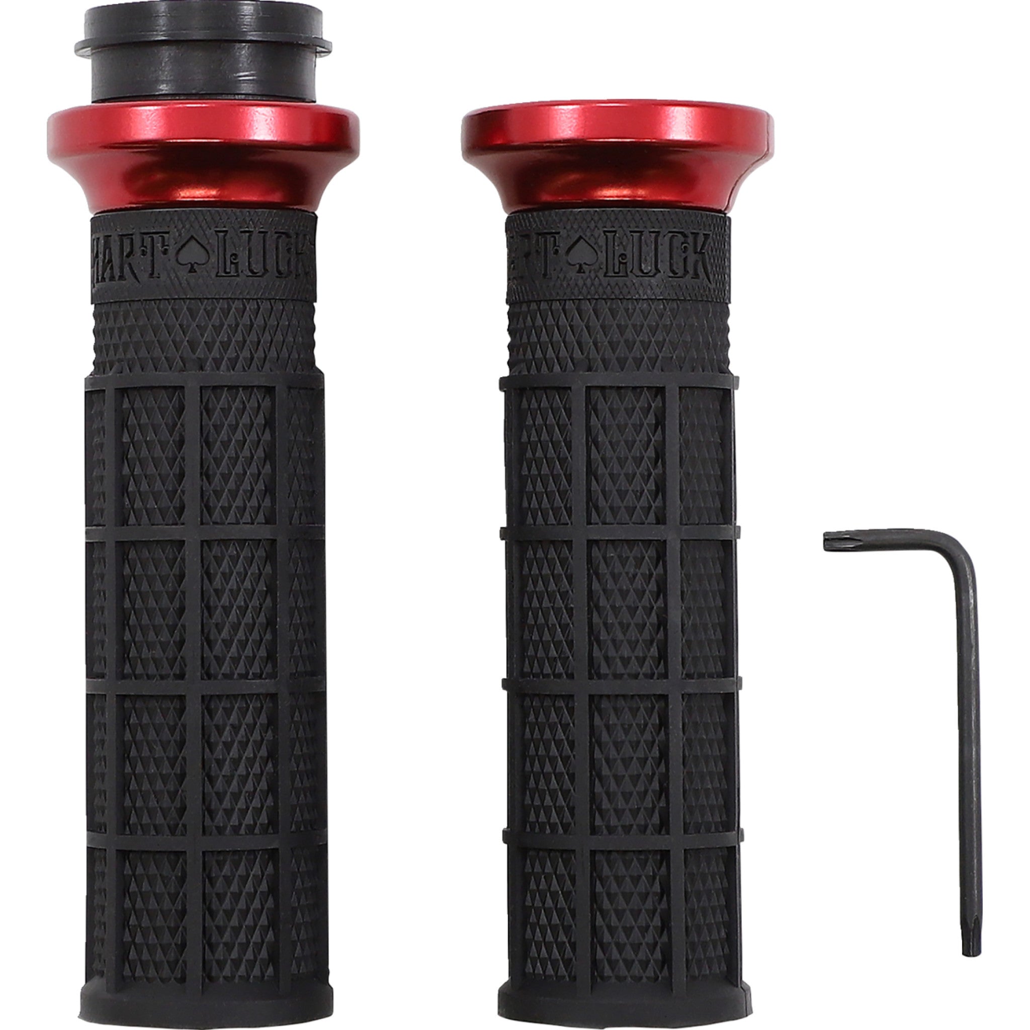 ODI 0630 2864 V31HTW BB R Harley Hart Luck Signature V Twin Lock On™ Grips   TBW   Black/Red