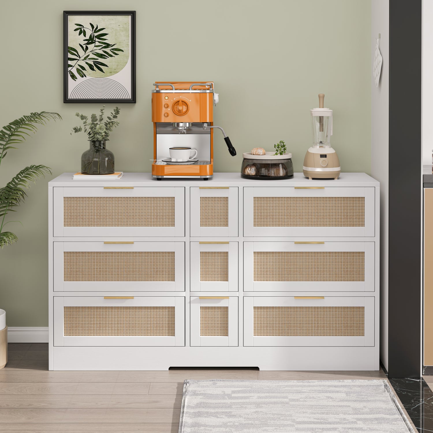 2594 Streamdale Rattan Locker with Drawers   9 Drawers (White)