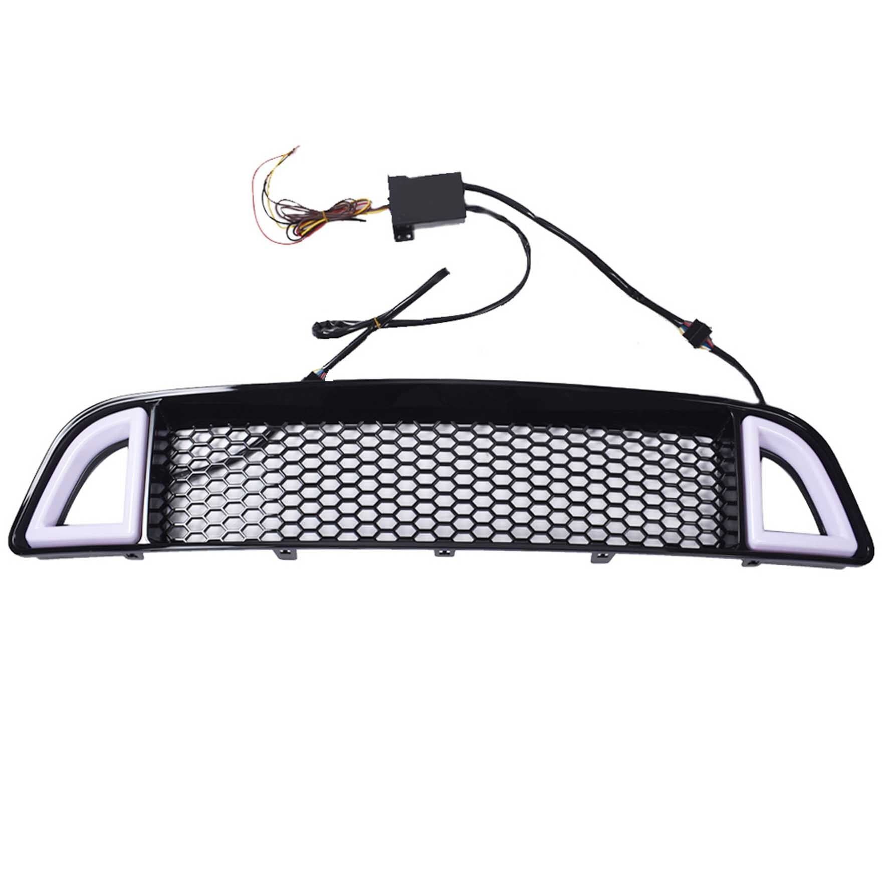 513f6d6e-440e-4067-4aa7-73e564e44715 munirater Front Bumper Upper Grille LED W/DRL Signal Replacement for 2013 2014 Mustang 02HGL1211ABK