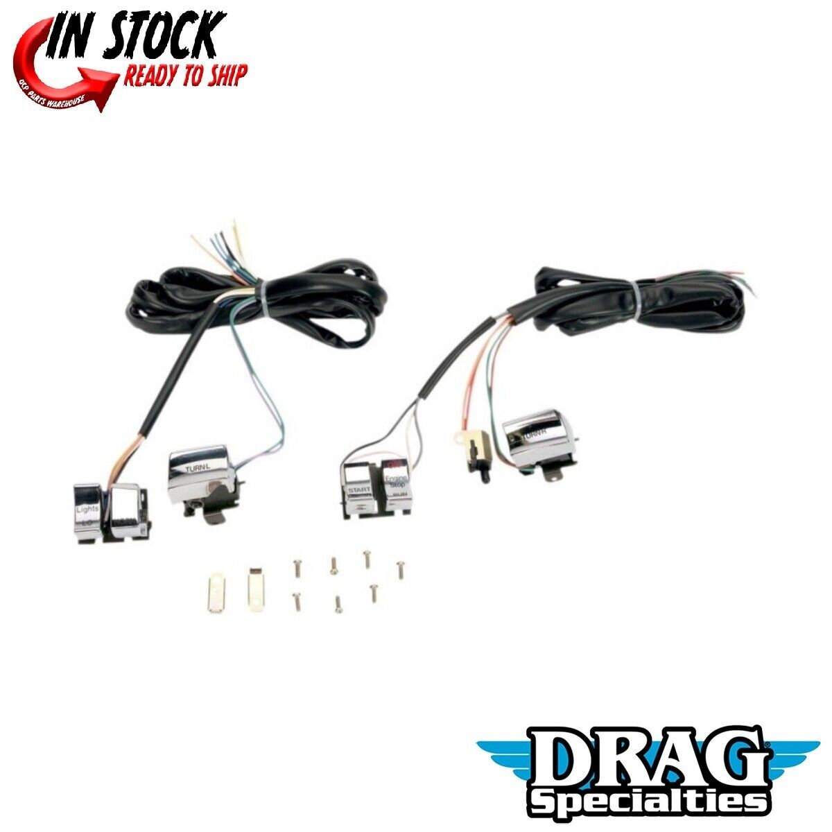 OCP PARTS WAREHOUSE Chrome Handlebar Switches Wire Harness Harley Softail Sportster Tour Glide 82 95