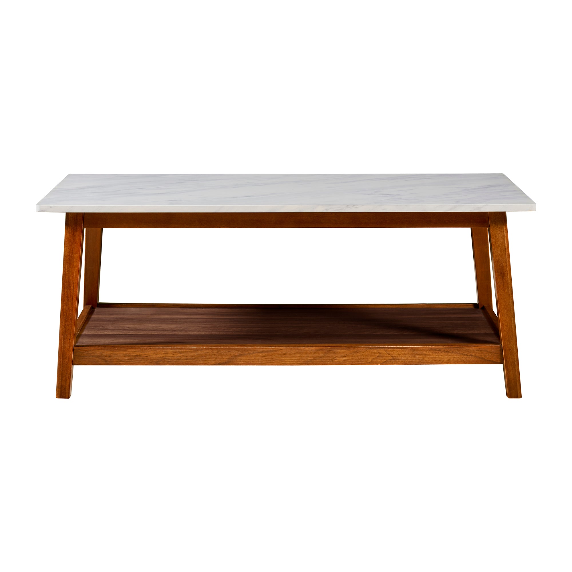2530 Teamson Home Kingston Wooden Coffee Table with Storage and Marble Look Top