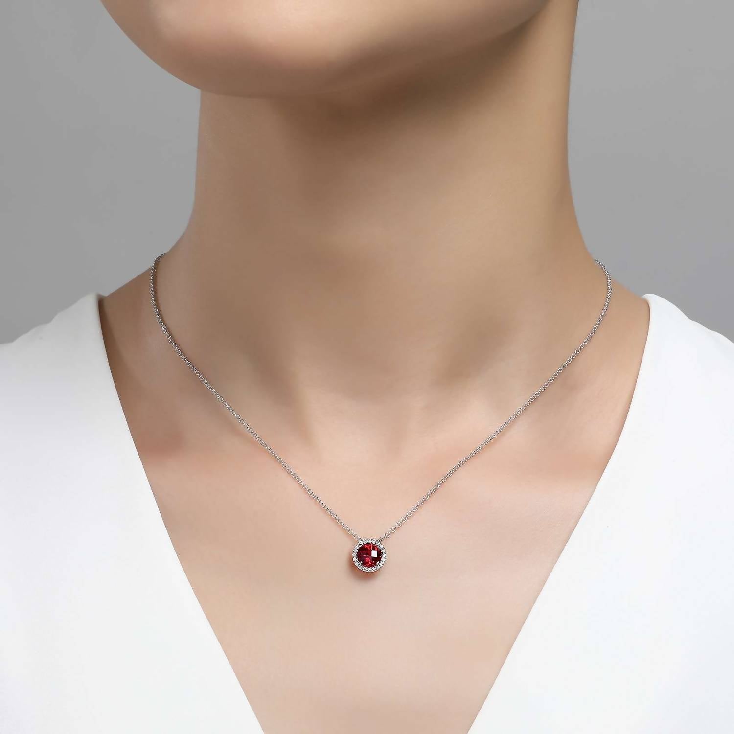 2244 January Birthstone Necklace In Garnet silver