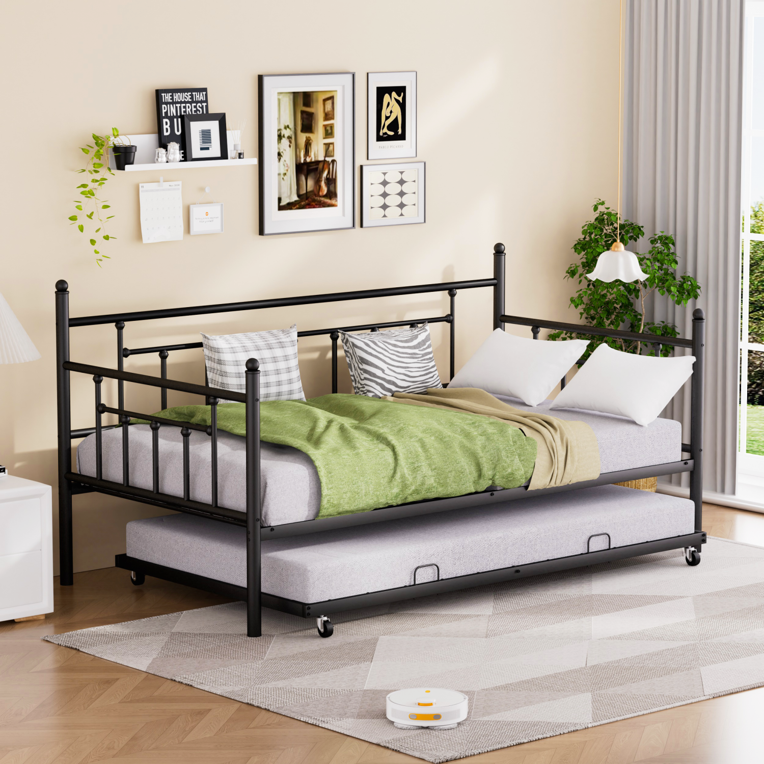 2594 Streamdale Daybed  sofa bed metal framed with trundle twin size 77.3" L x 40.8" W x 40.9"H