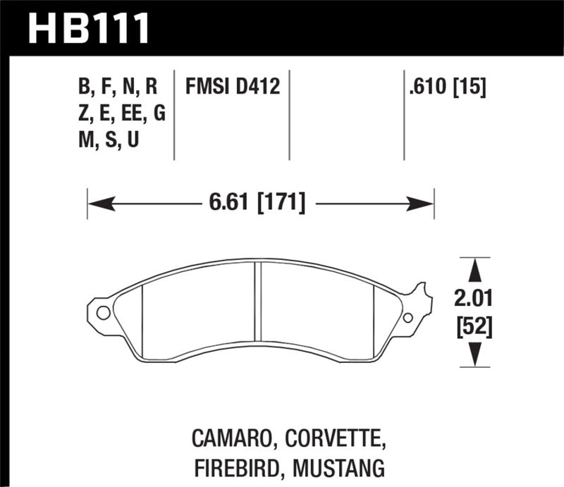 HAWK PERFORMANCE Hawk 1990 1990 Chevy Camaro Iroc Z (w/Heavy Duty Brakes) High Perf. Street 5.0 Front Brake Pads