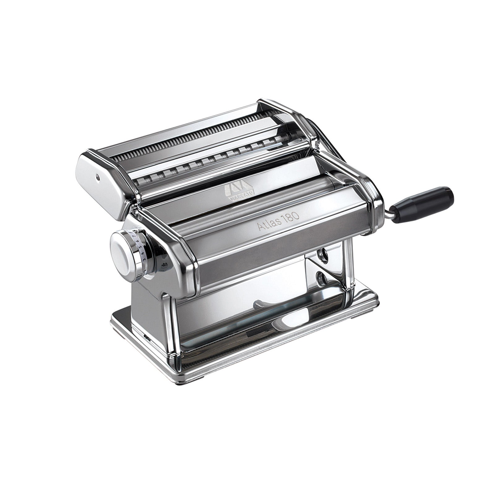 2351 Marcato Atlas 180 Machine with Pasta Cutter  Hand Crank  and Instructions  Made in Italy  Silver