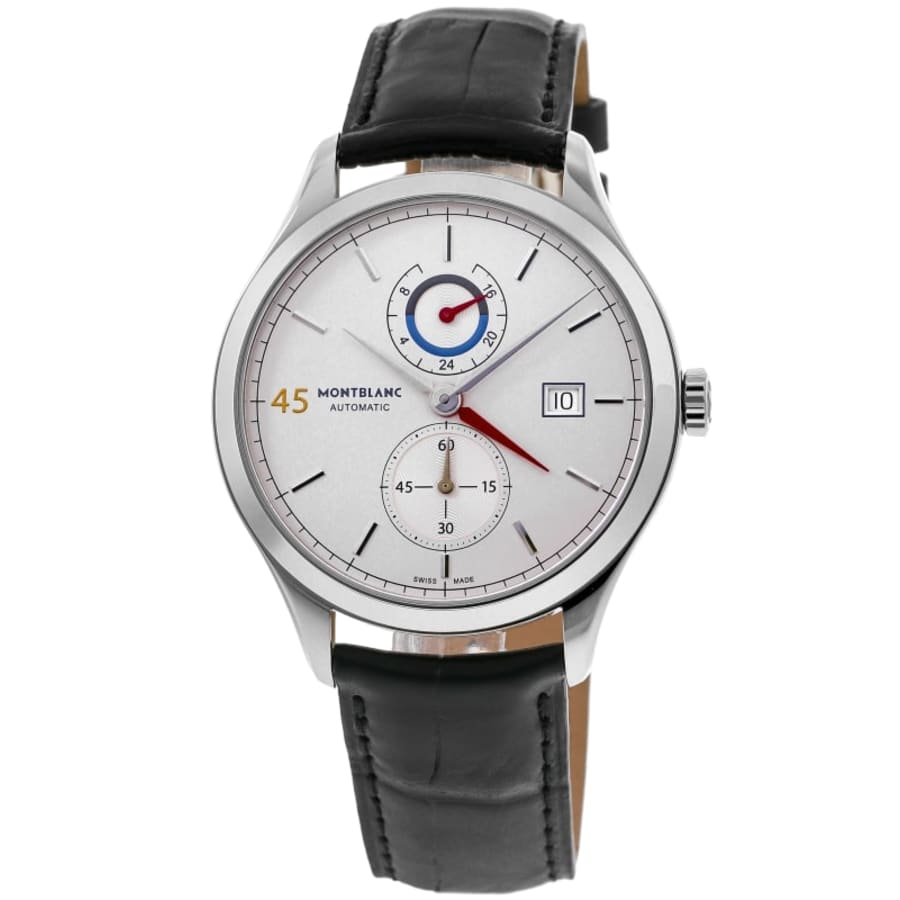 2818 Montblanc Heritage GMT Automatic Silver Dial Leather Strap Men's Watch 114172